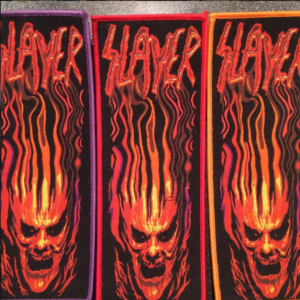 Slayer Flamed deamon woven strype patch/aufnäher
